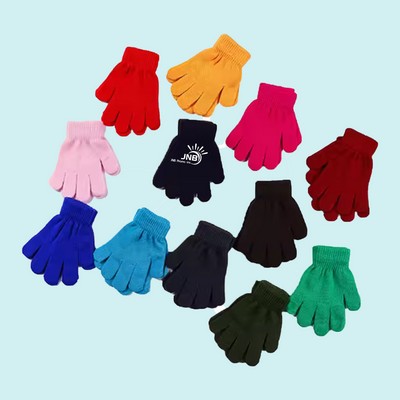 Winter Warm Knitted Gloves with Full Fingers for Kids