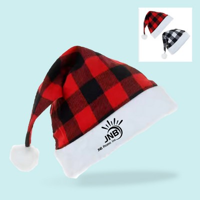 Red and Black Buffalo Plaid Santa Hats