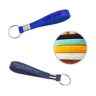 Embossed Silicone Wristband Keychain