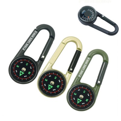 Multifunctional Zinc Carabiner with Compass & Thermometer