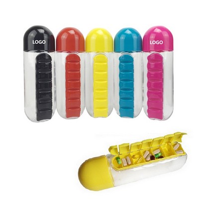 2 In 1 Sport Water Botter Built In 7 Dailly Pill Box