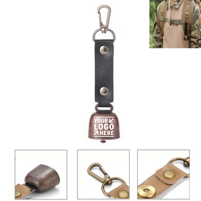 Leather Hiking Bear Bell With Carabiner & Magnet