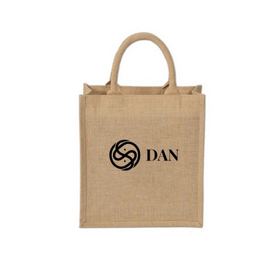 Laminated jute tote bag