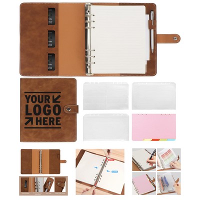 9.21 x 7.08 Inch 6 Ring Leather A5 Binder Notebook