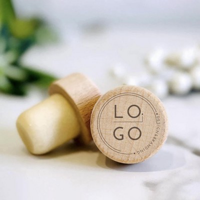 Customizable Bottle Stopper, Rubber Cork with Engravable Wood Top