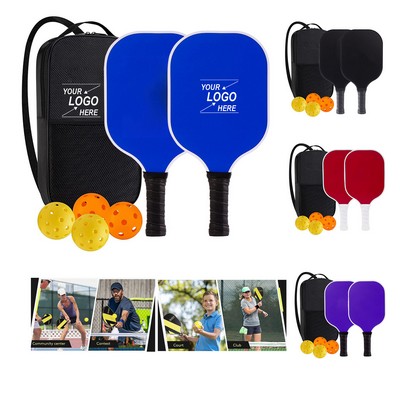 Pickleball Paddle Set with Fiberglass Paddles, Carry Bag, and 4 Balls