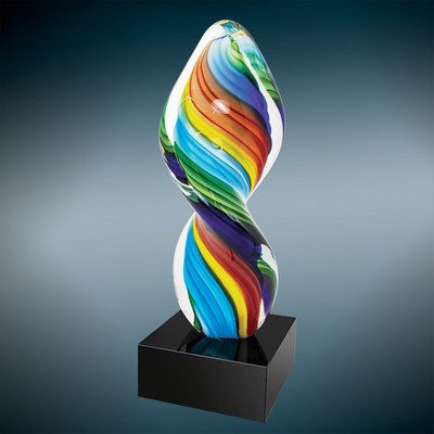 Rainbow Twist Art Glass on Black Base