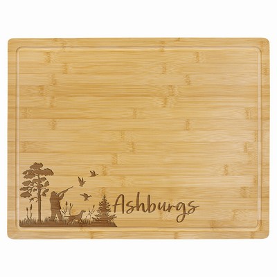 Bamboo Rectangle Cutting Board with Drip Ring, 19-3/4" x 15"