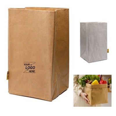 Reusable Washable Kraft Paper Storage Bag 8"x8"