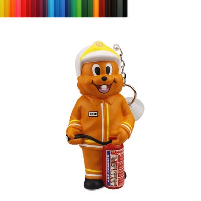 Foam New Squirrel Firefighter Shaped Stress Reliever with Keychain