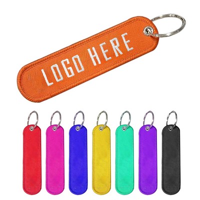 Round Corners Embroidered Keychain Tag