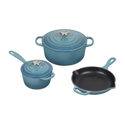 Le Creuset 5Pc Signature Cast Iron Cookware Set Caribbean