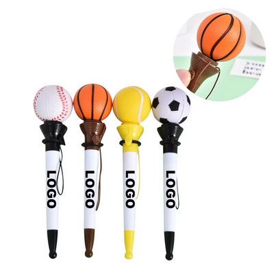 ABS Plastic Sports Soccer Basketball Baseball Tennis Themed Funny Pen Hoop Novelty Ballpoint Pen