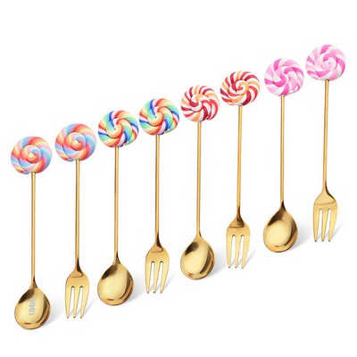 Lollipop Dessert Coffee Spoon Or Fork