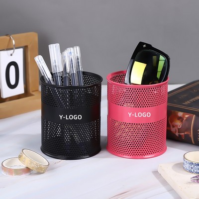 Metal Cylindrical Black Pen Holder