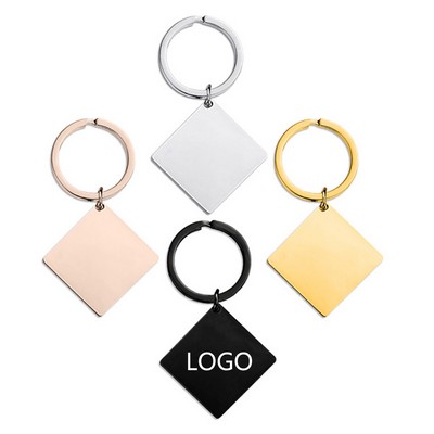 Stainless Steel Square Tag Keychain