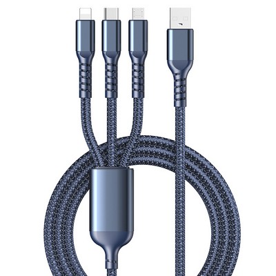 Custom 3in1 Fast Nylon Charging Cable Custom Logo