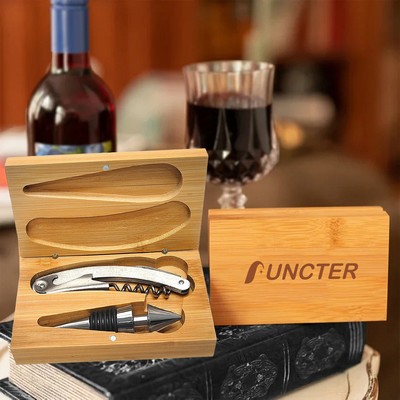 2 Piece Stainless Steel Wine Opener Accessory Set w/ Box