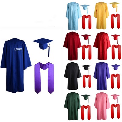 Adult Graduation Gown Cap Tassel Cord Set With Years Charm