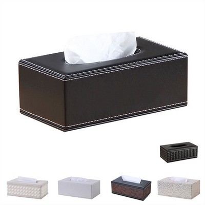 Rectangular PU Leather Tissue Box Holder