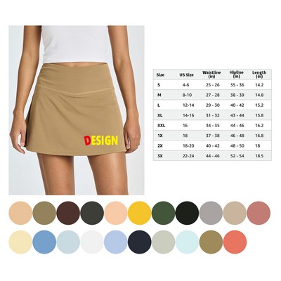 Women's Ribbed Active Skirt Pockets Skirt