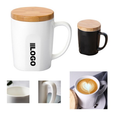 Ceramic Coffee Mug With Wood Lid