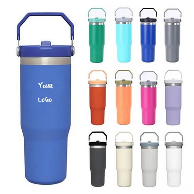 Stainless Steel Insulated Mug with Straw & Handle