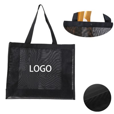 Black Mesh Reusable Shopping Tote Bag