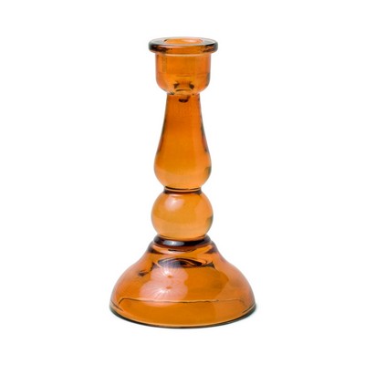 Tall Glass Taper Holder, Amber