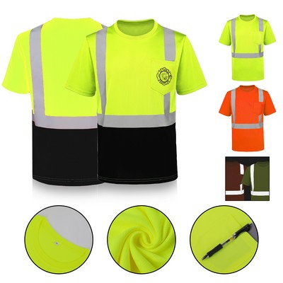 Breathable ANSI Class 2 Hi-Vis Safety T-Shirt (Reflective Tape)