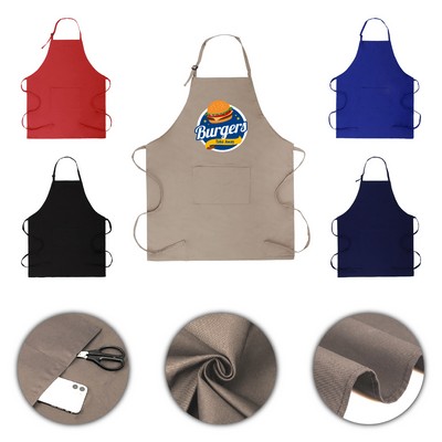 Twill Bib Apron 7 Oz. with Adjustable Straps and 2 Pockets