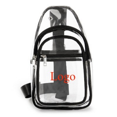 Clear Pvc Sling Bag W/ 3 Zipper Pockets