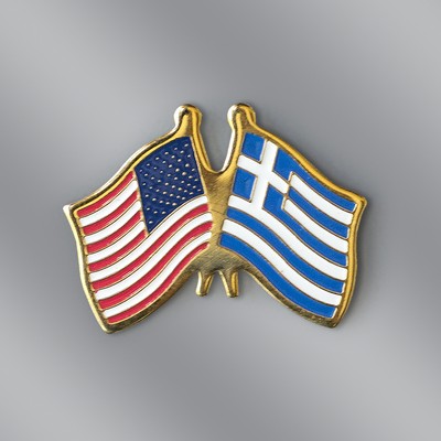 USA/India Cross Flags Stock Patriotic Pin