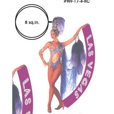 Vegas Showgirl in Purple Key Chain w/Clear Mirrored Back (8 Square Inch)