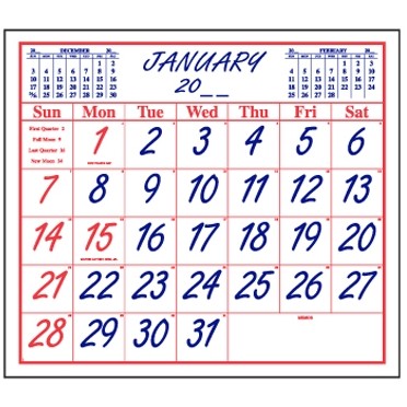 12-Sheet Stock Calendar Pad w/Script Type Face