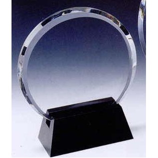 Black Optic Crystal Circle Award w/Base