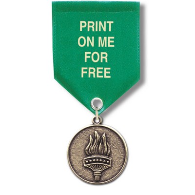 1 1/8" Torch Cast CX Medal w/ Satin Drape Ribbon