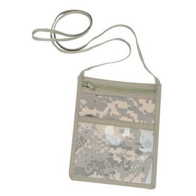 Digital Camo Badge Holder with Zipper Pocket