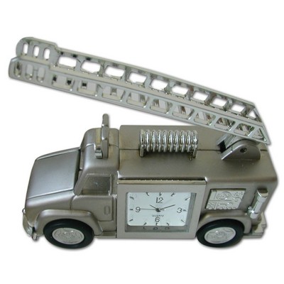 Miniature Metal Fire Truck Replica Desk Clock