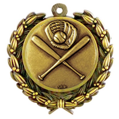 Stock Baseball General Medal w/ Wreath Edge 1 1/4"