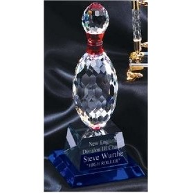 Bowling Pin Crystal Award on Indigo Base