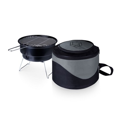 Caliente Portable Charcoal BBQ Grill w/Cooler Tote Bag