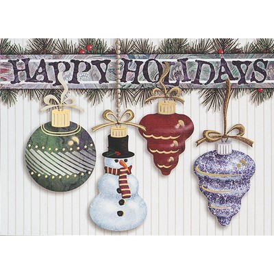 Classic-Hanging Ornaments Holiday Greeting Card