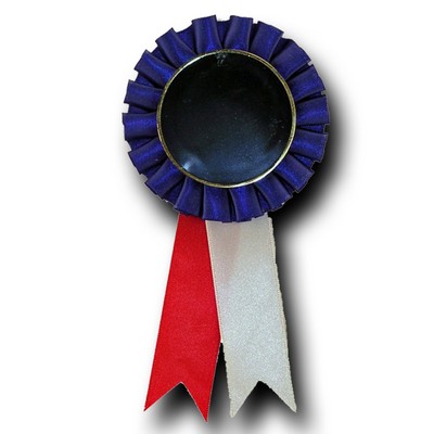 2 Fishtail Streamer Rosette Ribbon / Red, White & Blue (3"x6 1/2")