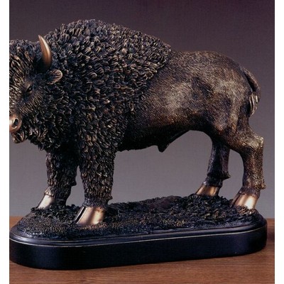 Standing Buffalo w/Gold Finish Hooves Trophy (11"x8.5")