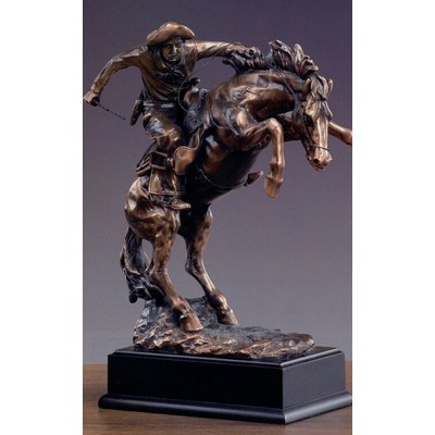 Western Cowboy on Rearing Horse Trophy w/Rectangle Base (8.5"x11")