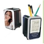 Rectangular Photo Frame w/Pen Holder and Digital Clock