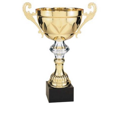 13½" Gold Plated Aluminum Cup Trophy w/Solid Marble Base