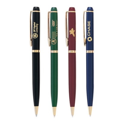 Twist Action Pen With Glisten Enamel Coated Barrel