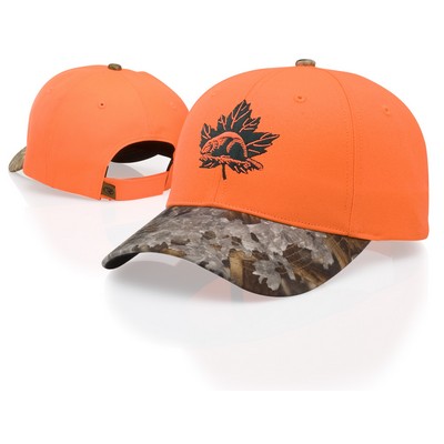 Blaze Orange Crown Cap w/Camo Visor